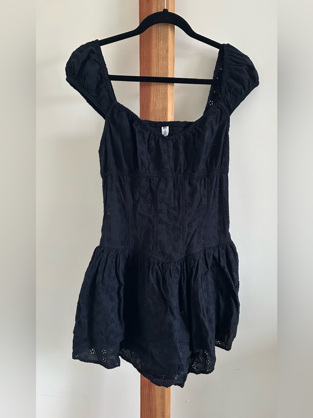 bp Black Eyelet Peasant Romper